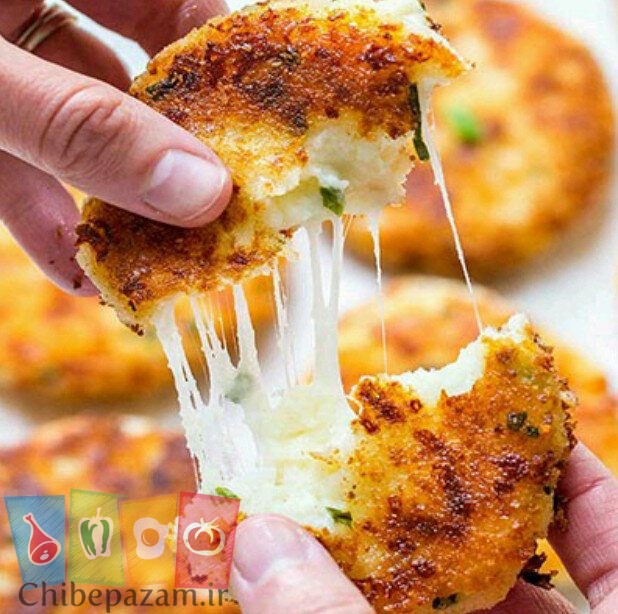 کوکو ی سیب زمینی و عدس با پنیر کشدار